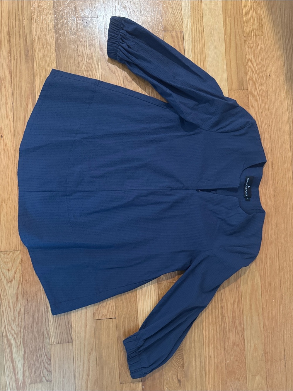 Pomander Place Navy Textured Peasant Tunic